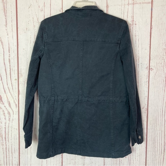 Lucky Brand M Medium Navy Blue Denim Jacket Pockets Button Zip Distressed Faded - Picture 6 of 9